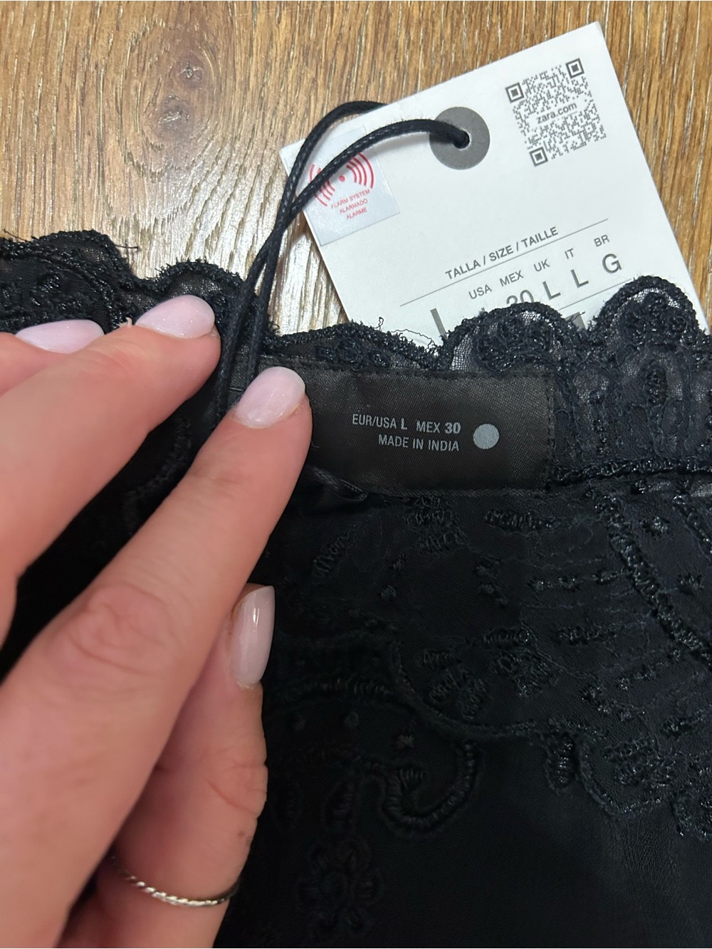 ZARA Black Lace-Trim Slip Chemise